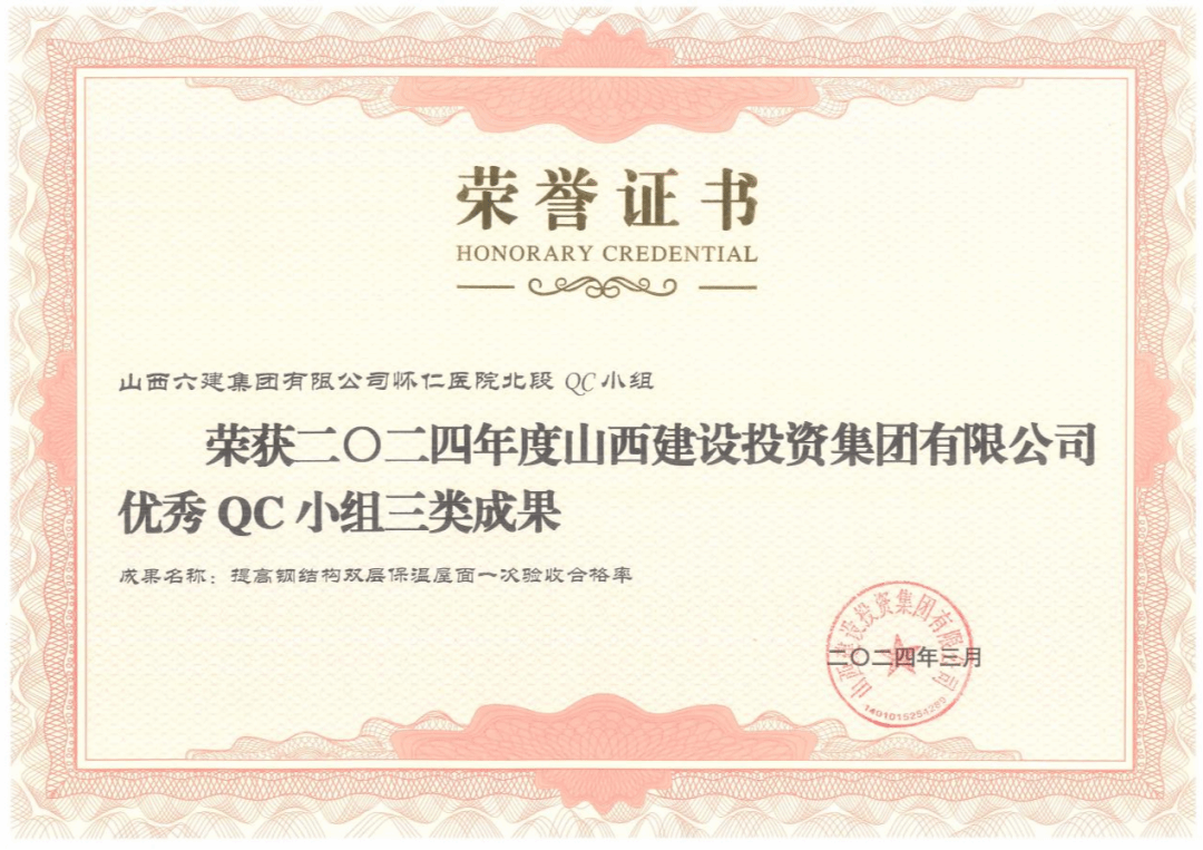 山西建投六建集团荣获多项QC效果奖-402cc永利集团