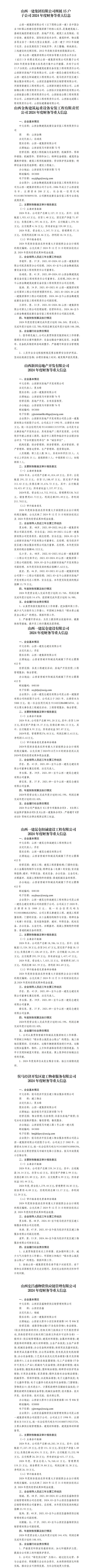 山西一建集团有限公司及所属子公司2024年度财务等重大信息-402cc永利集团