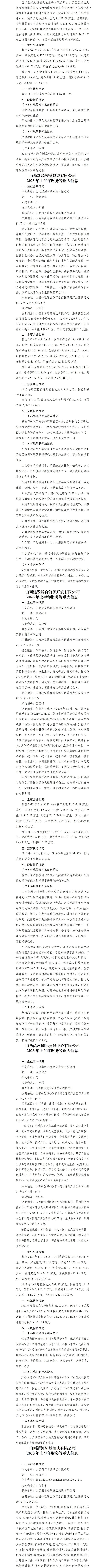 山西园区402cc永利集团生长集团有限公司2023年上半年财务等重大信息-402cc永利集团
