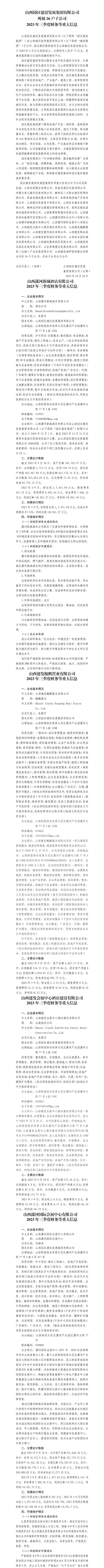 山西园区402cc永利集团生长集团有限公司2023年三季度财务等重大信息-402cc永利集团