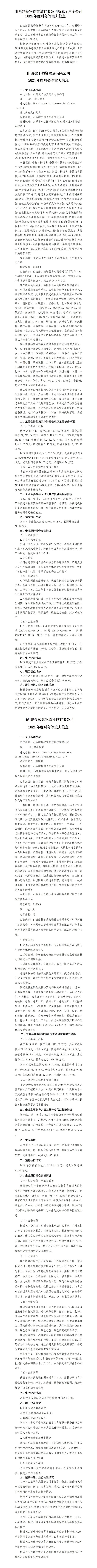  山西建投物资商业公司及子公司2024年度财务等重大信息-402cc永利集团