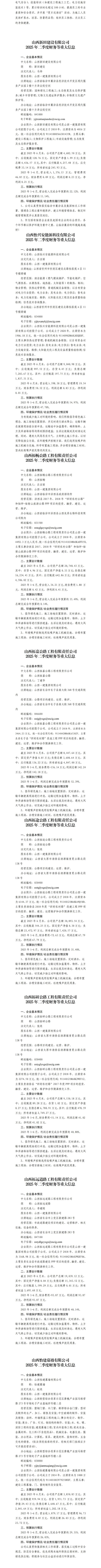 山西一建集团有限公司及其子公司2025年上半年财务等重大信息-402cc永利集团