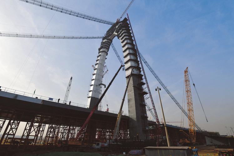 太原市首座悬索桥主桥合龙——山西建投四建集团汾东新区—通达桥刷新项目-402cc永利集团