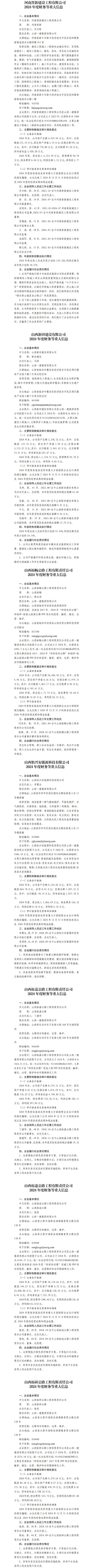 山西一建集团有限公司及所属子公司2024年度财务等重大信息-402cc永利集团